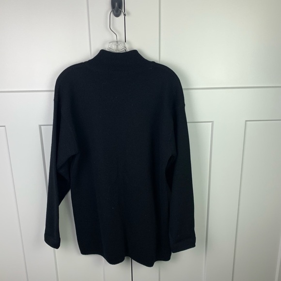 Vintage Lands End SMALL 100% Virgin Wool Sweater Tunic Black Mock Neck - Picture 4 of 4